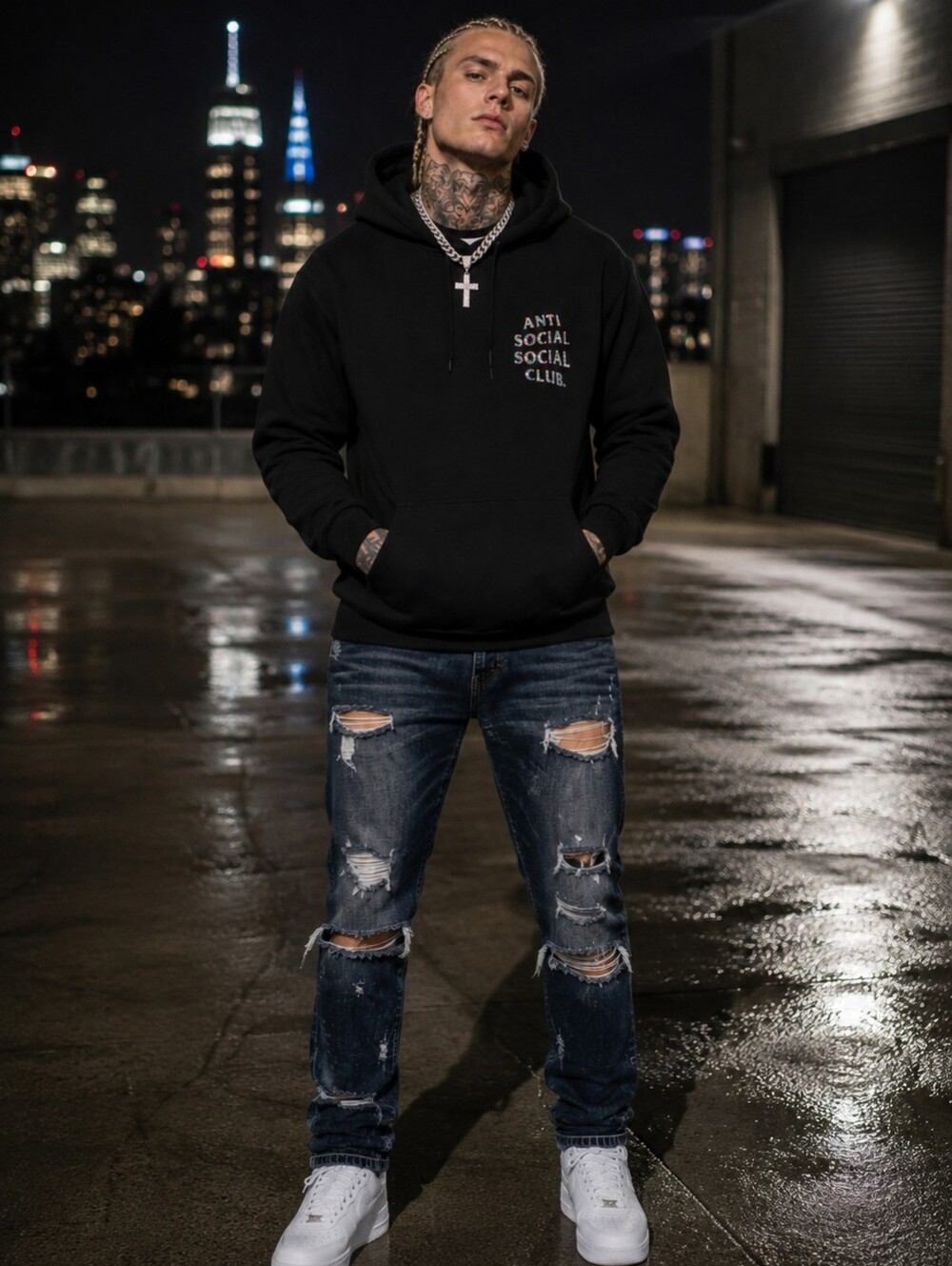 Anti Social Social Club Flag Logo Hoodie Black Size M ASSC Streetwear Hype CC